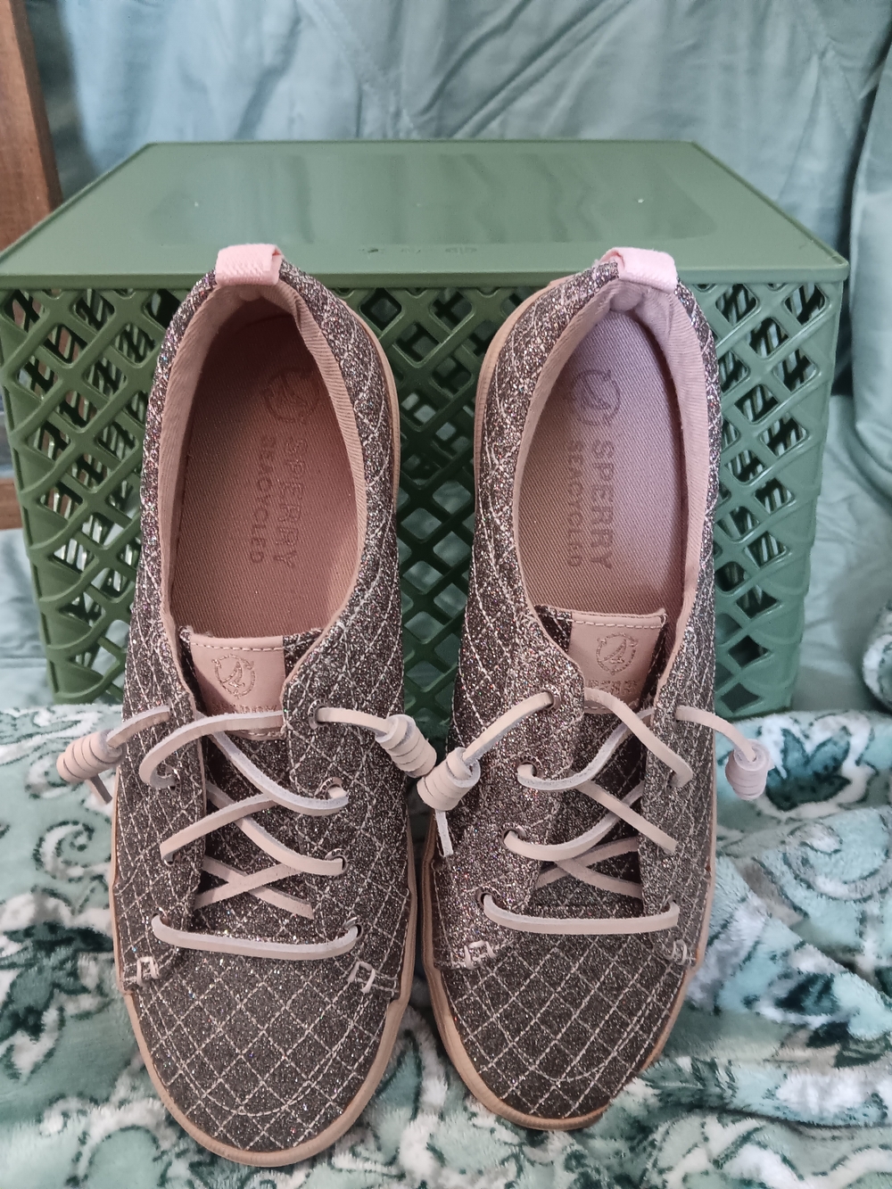 Sperry Quilted Lace-Up Sneakers in Blush and Taupe